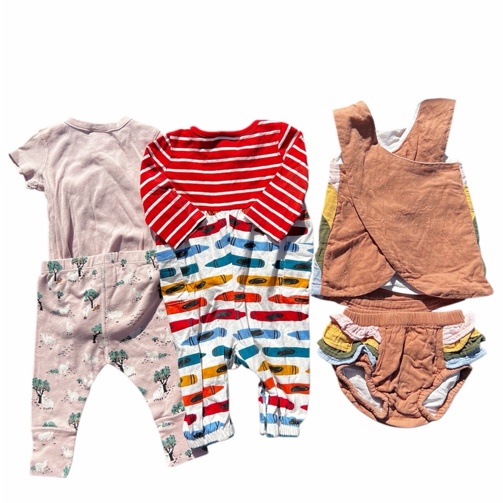 Hanna Andersson Set Lot 3-6 Months Dress Romper Pants Llama Crayons - Picture 2 of 6